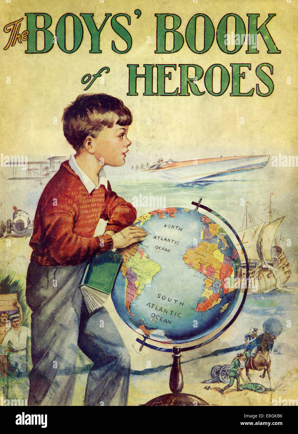 Titlepage: i Boys' Libro degli eroi, stampato in Inghilterra, 1940 da Arthur Groom e illustrato da F. stock può. Foto Stock