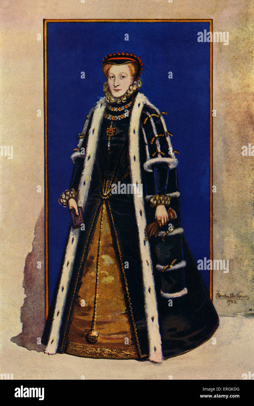 La regina Elisabetta Tudor (1533-1603), ritratto dipinto c.1560-70. In questo decennio Elisabetta Tudor era sotto politici significativi Foto Stock
