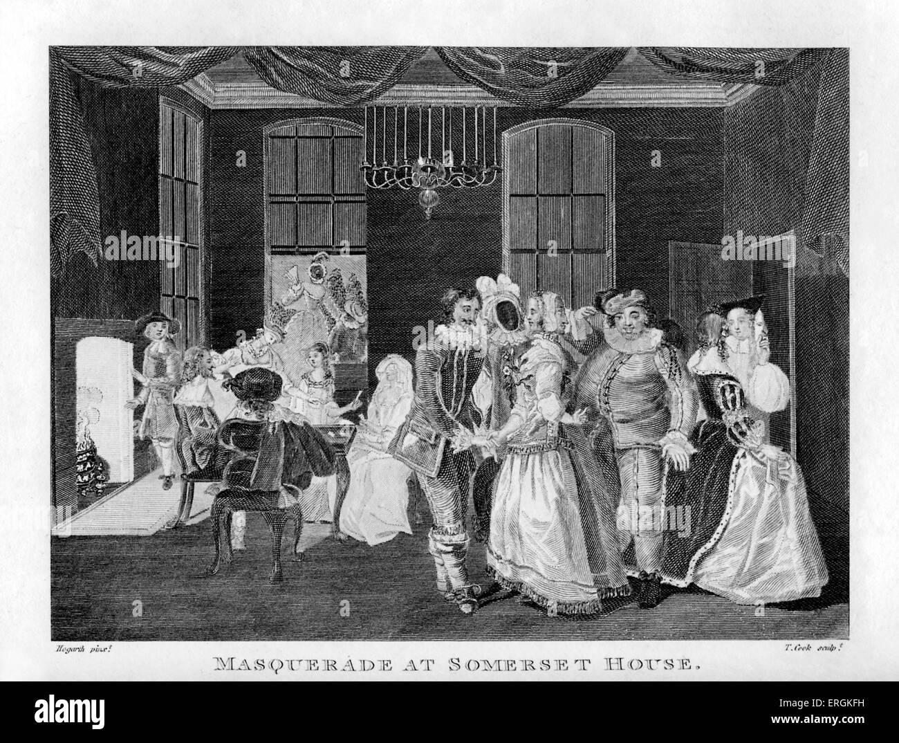 Masquerade at Somerset House da William Hogarth, 1804. Incisi da Thomas Cook. Da un dipinto originale di Roger Palmer. Foto Stock