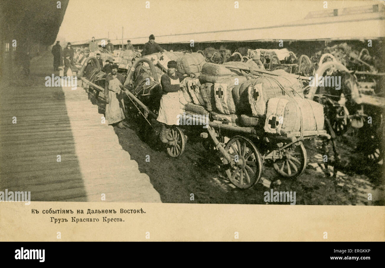 Medico russo convogliare lavorando come parte della guerra Russo-Giapponese (1904-5). Foto Stock