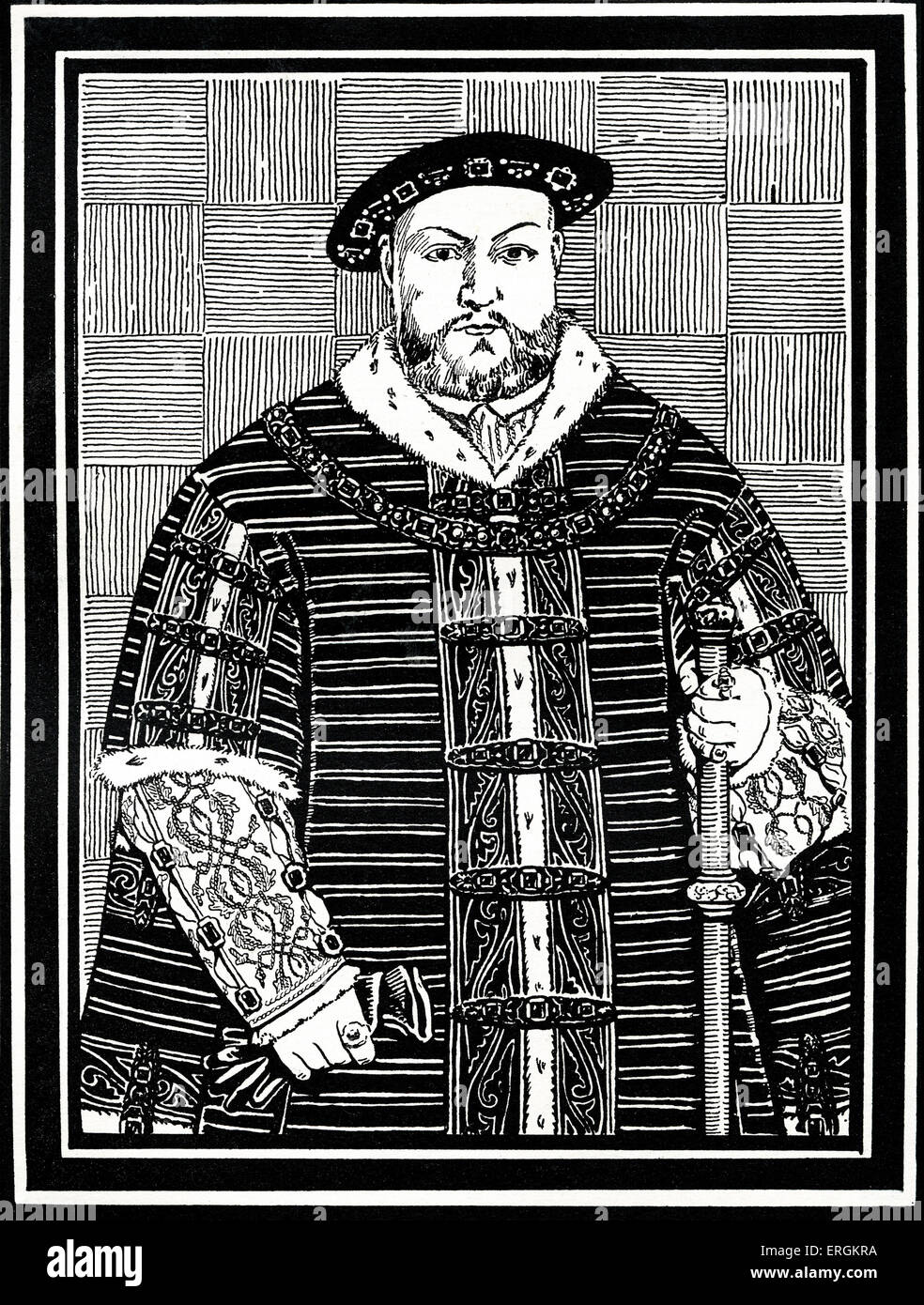 Il re Enrico VIII (1491 - 1547) nel 1544. Re d'Inghilterra dal 1509 fino alla sua morte.Dopo l'originale di Herbert Norris artista morì Foto Stock