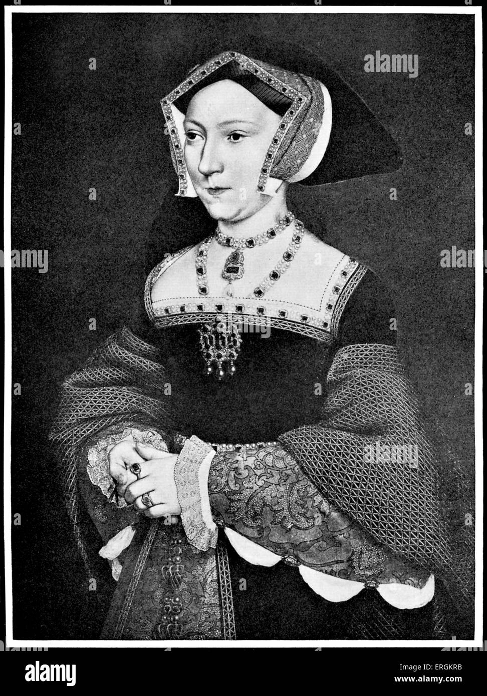Regina Jane Seymour (c.1508 - 1537). Regina dell'Inghilterra come la terza moglie del re Henry VIII (1491 - 1547) dal 1536 - 1537. È morto Foto Stock