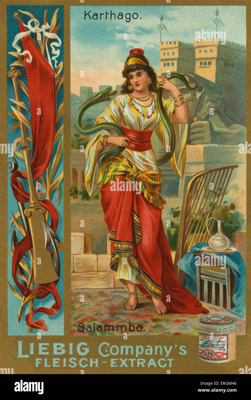 Salammbo- figlia del generale cartaginese Amilcare (c. 275 - 228 a.C.). Scheda di Liebig, donne famose dei tempi antichi, 1897 Foto Stock