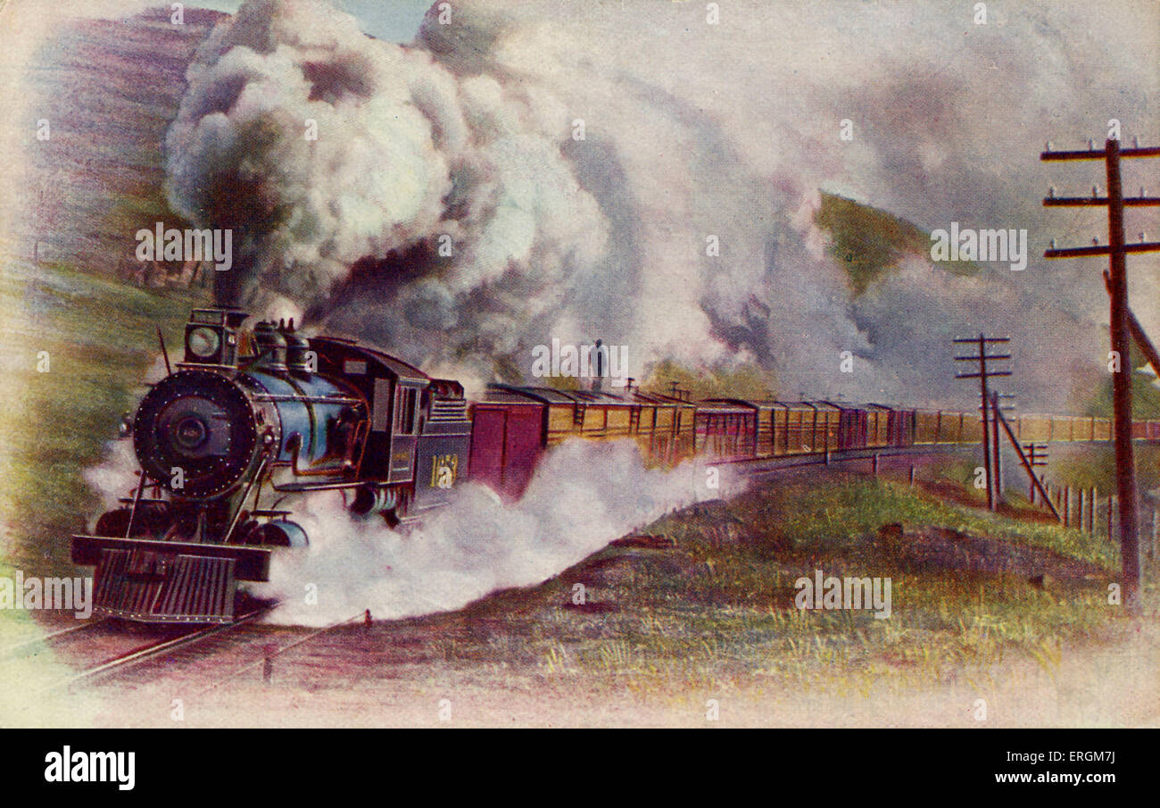 Treno merci su della Union Pacific Railroad, STATI UNITI D'AMERICA. Foto Stock
