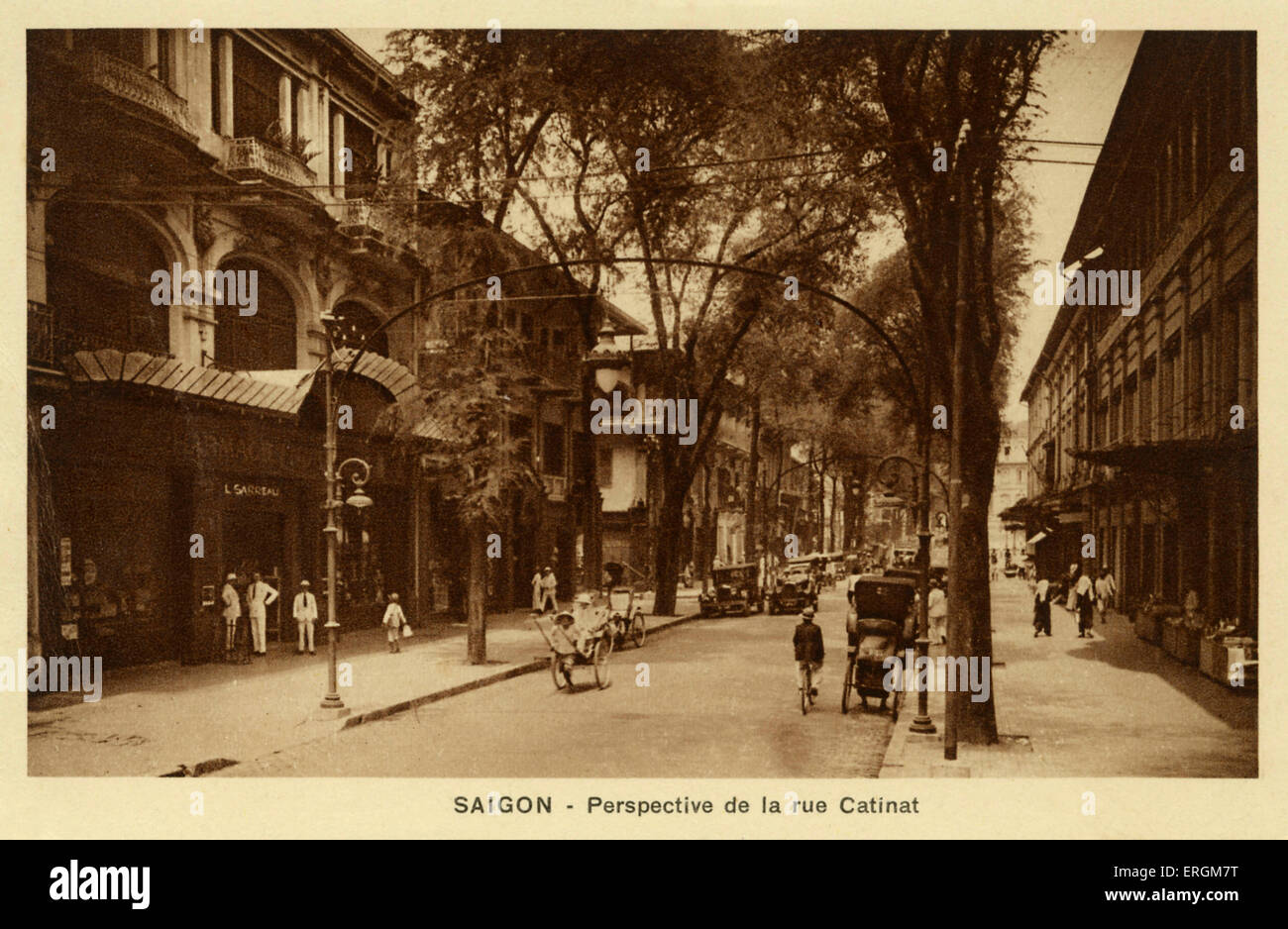 Rue Catinat, a Saigon, Vietnam. Cartolina Fotografia, nei primi anni del XX secolo. Foto Stock