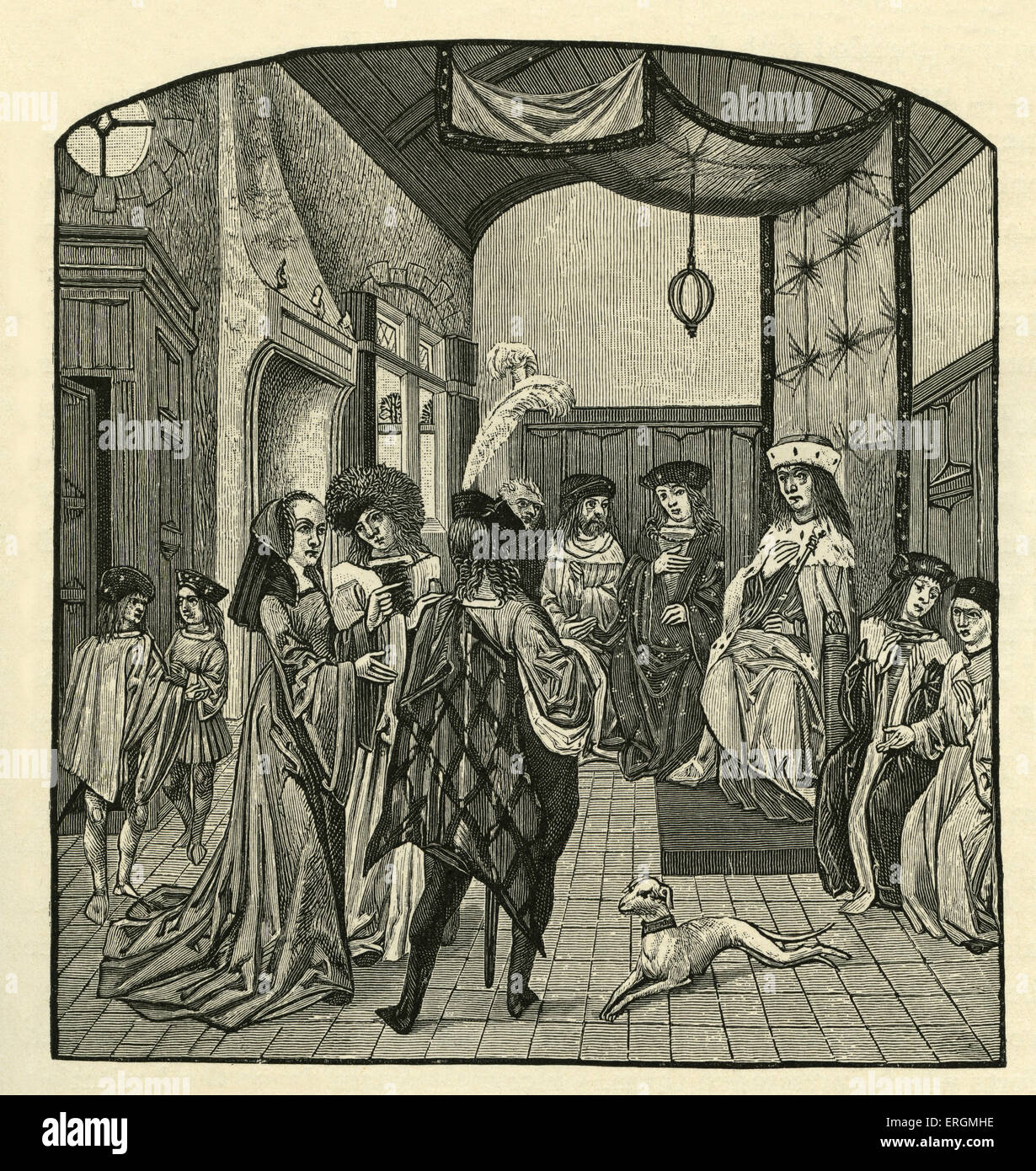Giovanna d Arco identificando le Dauphin (futuro Carlo VII, 1403-1451) a Chinon, Francia, nel marzo 1429. Giovanna d Arco-militari Foto Stock