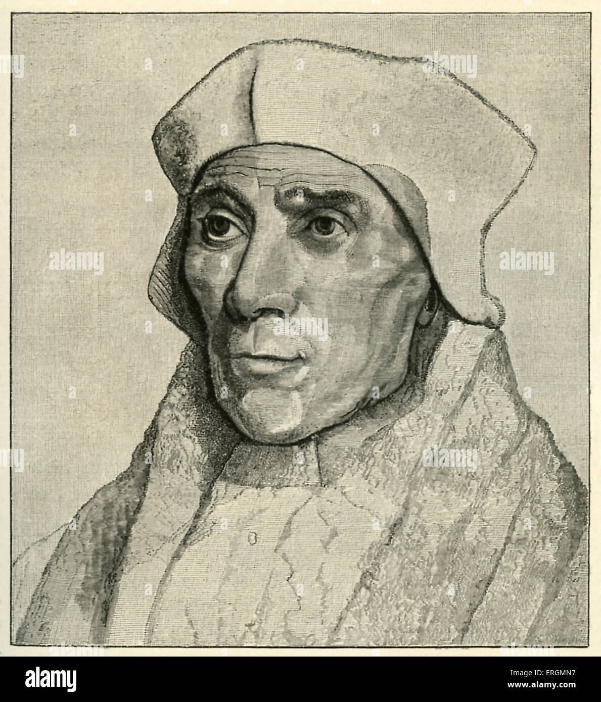 John Fisher (1459-1535) era un romano inglese cardinale cattolico. Fisher è stato eseguito nel 1535 per aver rifiutato di accettare Henry VIII come legittimo Capo della Chiesa cristiana. Dopo un disegno di Hans Holbein (1497-1543). Foto Stock