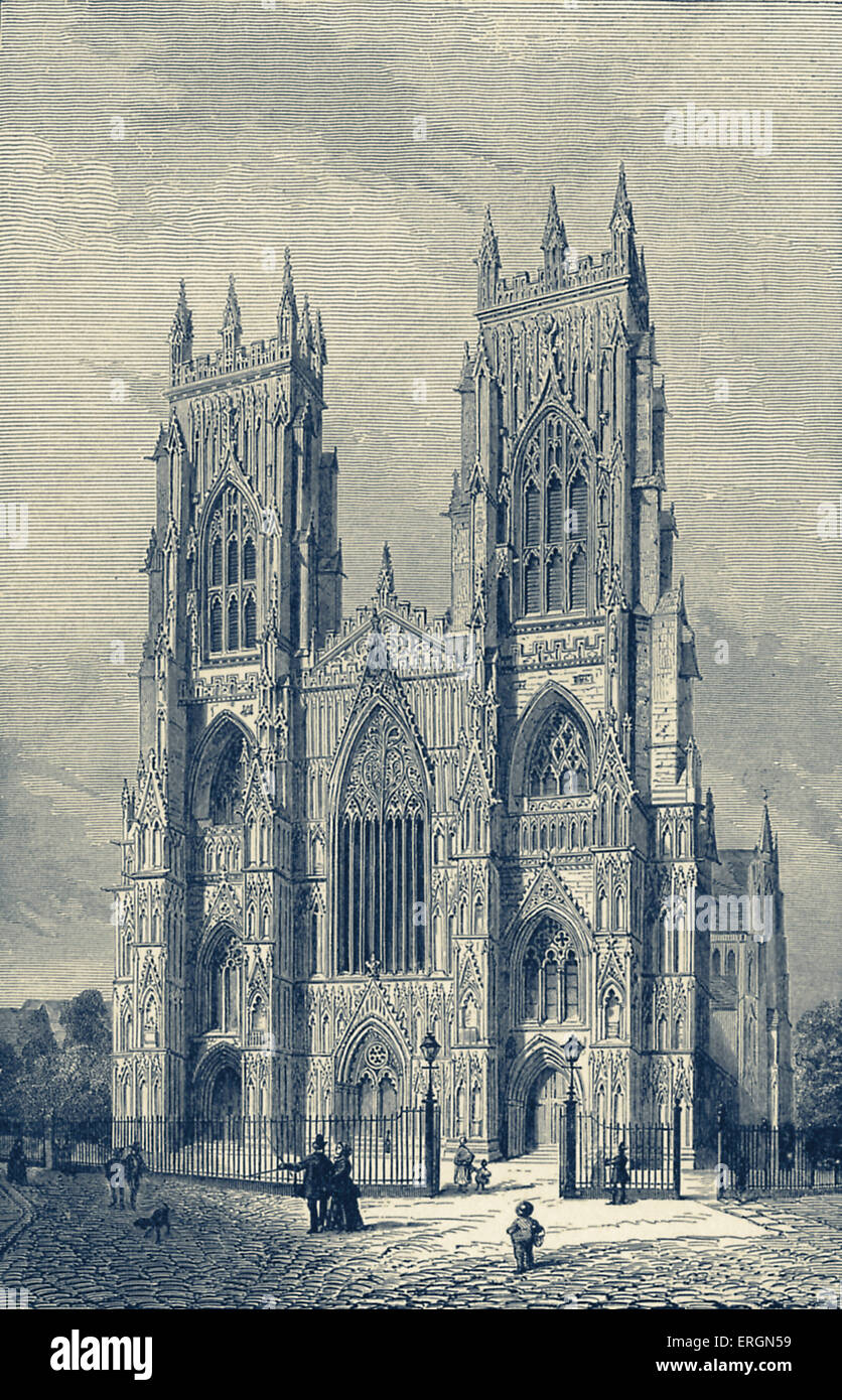 York Minster è una cattedrale di York, terminata nel 1408. Questa illustrazione dopo la fine del XVIII secolo il disegno. Foto Stock