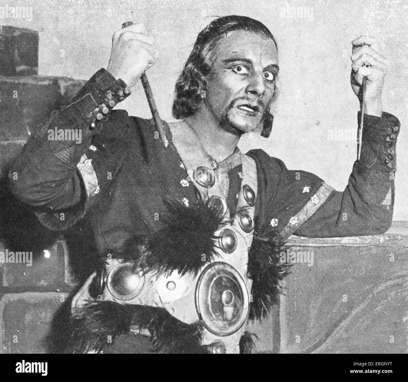 John Gielgud - Inglese attore e regista teatrale. Nel ruolo di Macbeth di William Shakespeare presso la Old Vic Theatre, Londra, Foto Stock