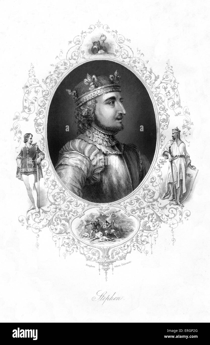 Stefano I o Stefano di Blois, ritratto. Re d'Inghilterra dal 1135 fino alla sua morte. 1092/6 - 25 ottobre 1154. Foto Stock