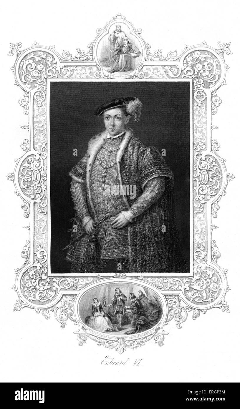 Edoardo VI, ritratto. Re di Inghilterra e Irlanda dal 28 gennaio 1547 fino alla sua morte. 12 Ottobre 1537 - 6 luglio 1553. Foto Stock