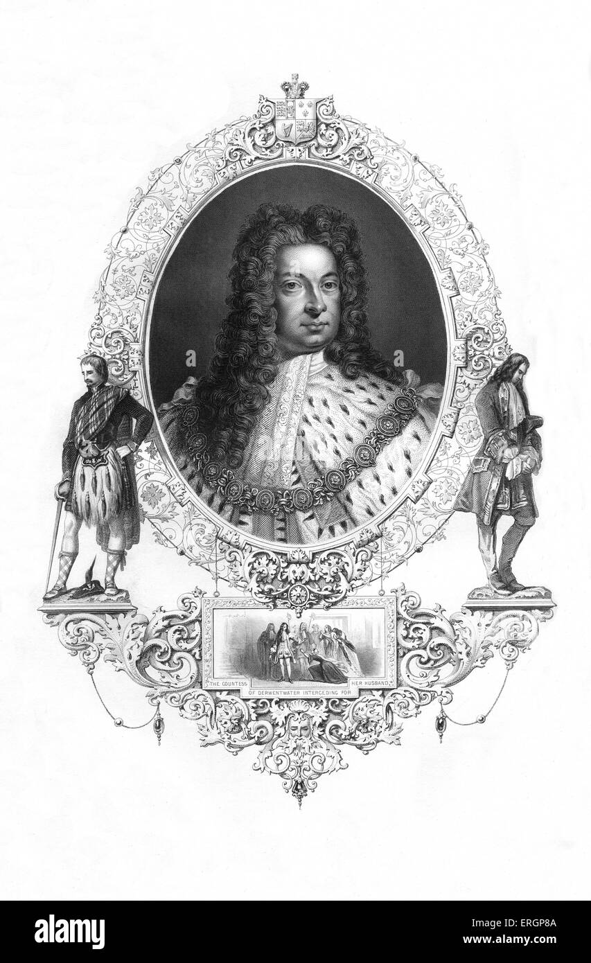Re Giorgio I, ritratto, dopo un dipinto di Sir Godfrey Kneller. Re di Gran Bretagna e Irlanda dal 1714 fino alla sua morte, Foto Stock