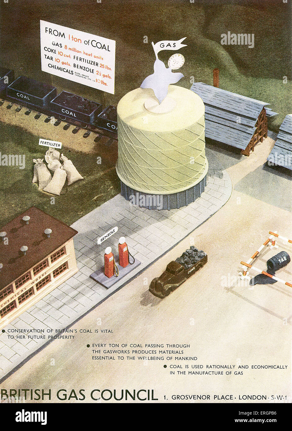 Pubblicità per la British Gas consiglio, c.1946.. L'industria britannica. Foto Stock
