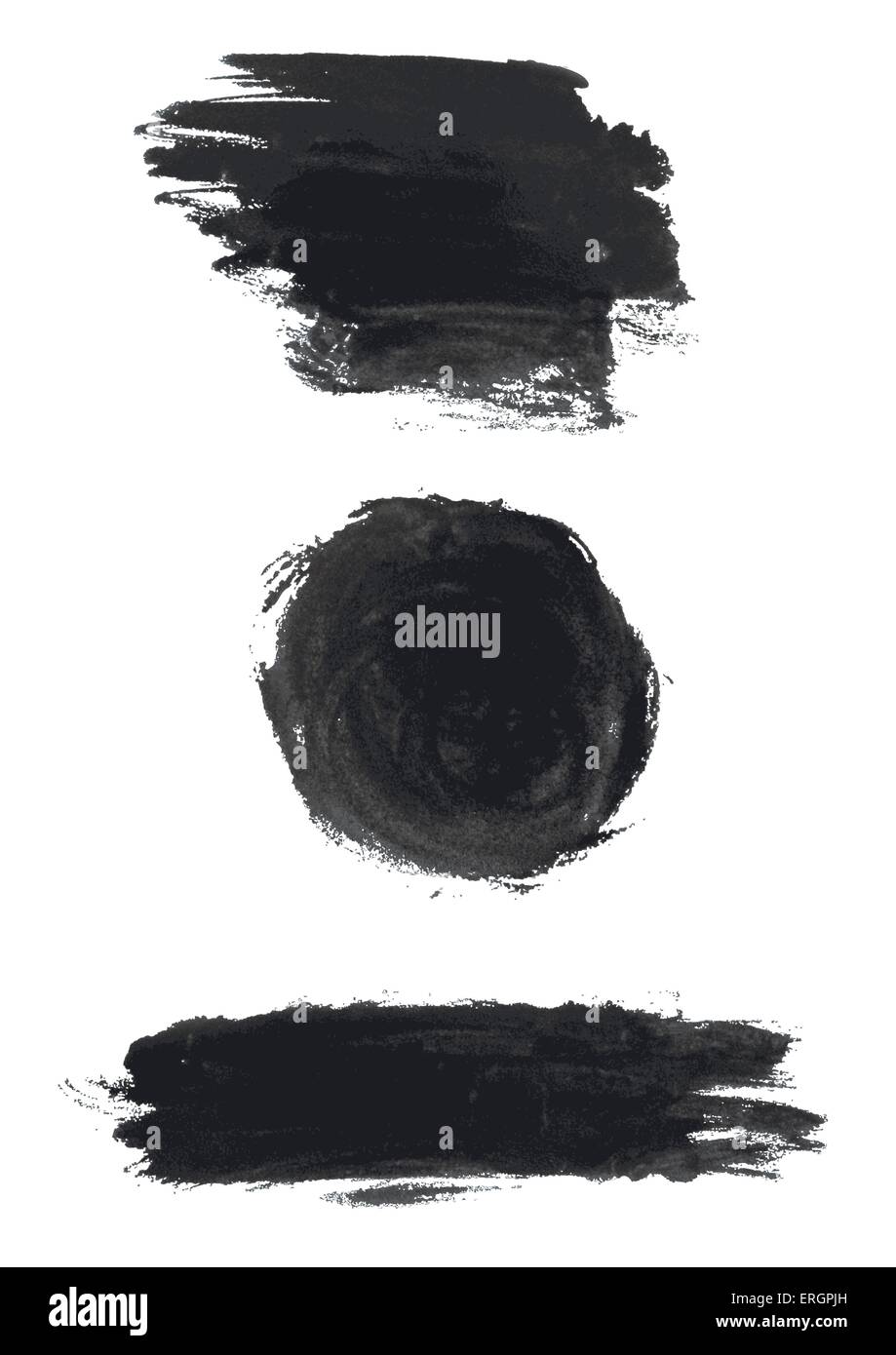 Set di nero acquerello grunge blot. Sfondo vettoriale Illustrazione Vettoriale