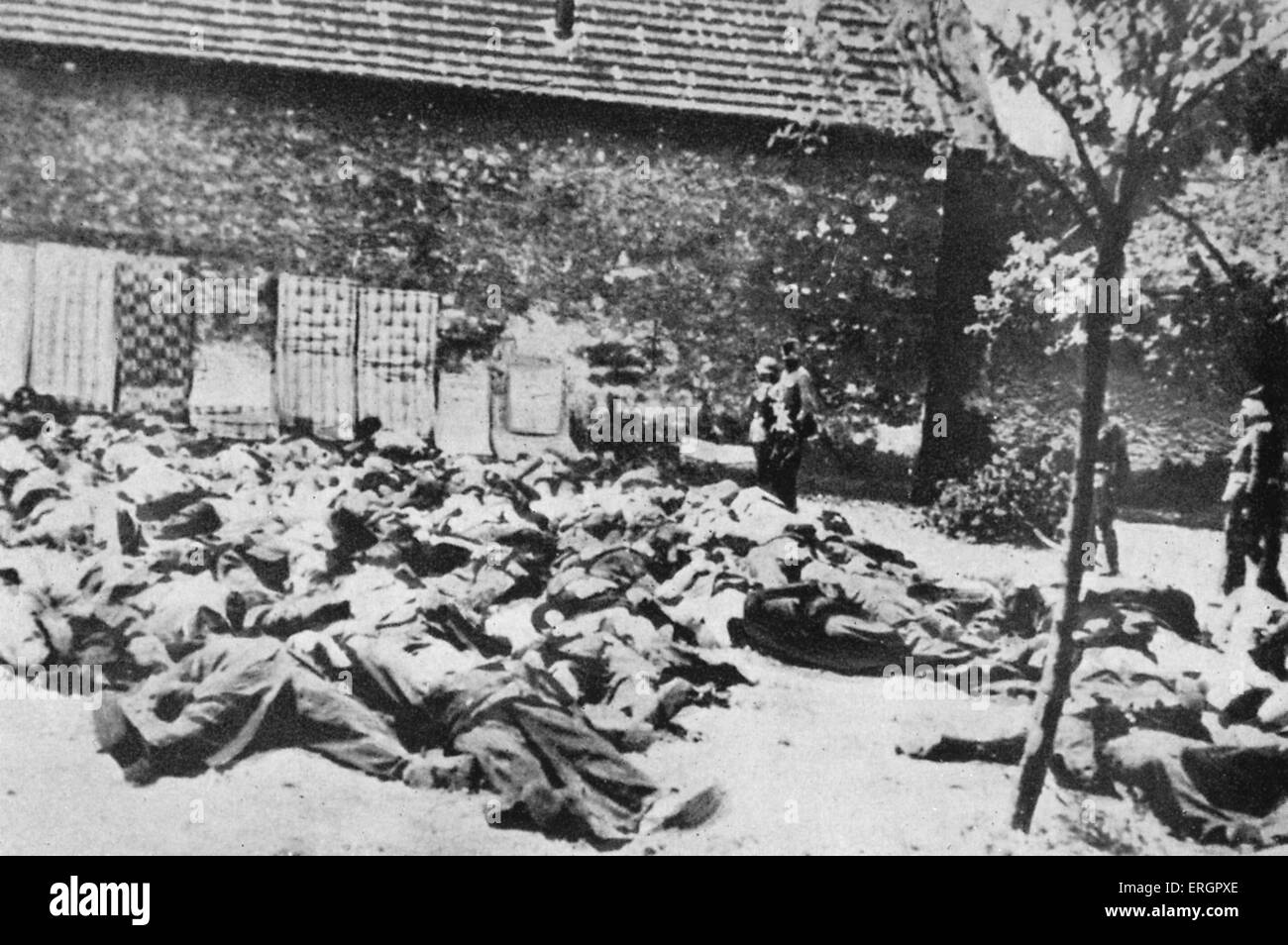 Assassinio di popolazione di Lidice, Boemia 10 Giugno 1942 Dopo la distruzione dei minatori' insediamento Lidice (vicino a kladno, West Foto Stock