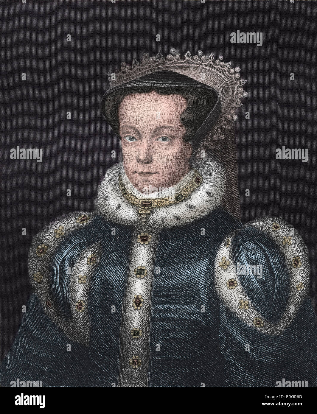 Maria mi o "Bloody Mary", ritratto. Regina dell'Inghilterra da luglio 1553 fino alla sua morte. 18 Febbraio 1516 - 17 novembre 1558. Foto Stock