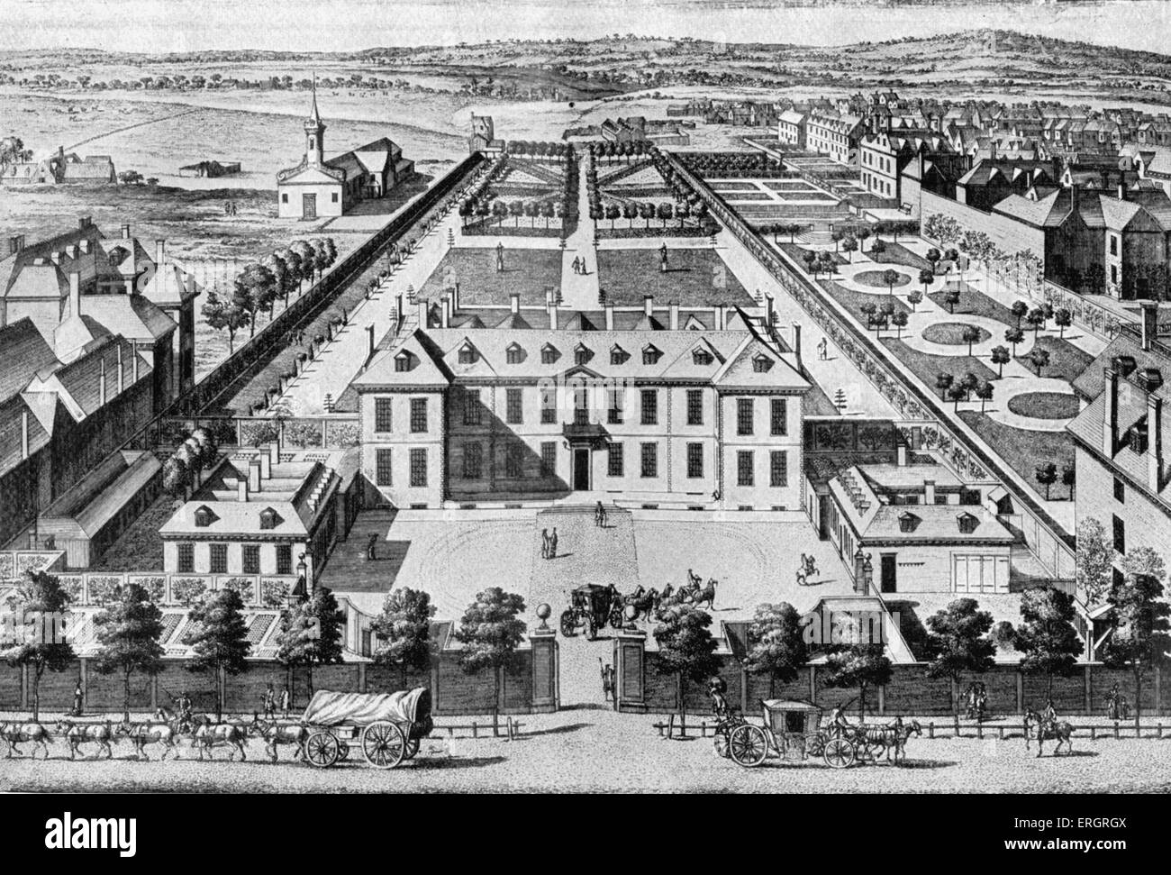 Burlington House di Piccadilly, Londra, Conte di Burlington ha la residenza, ora la Reale Accademia d'arte. Handel il momento. Patrono di Foto Stock