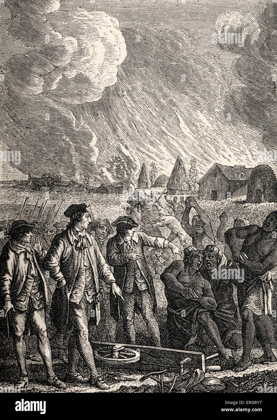 Colonialisation francese: il lavoro forzato di schiavi neri, durante il XVIII secolo. Durante il regno di Luigi XV. Foto Stock
