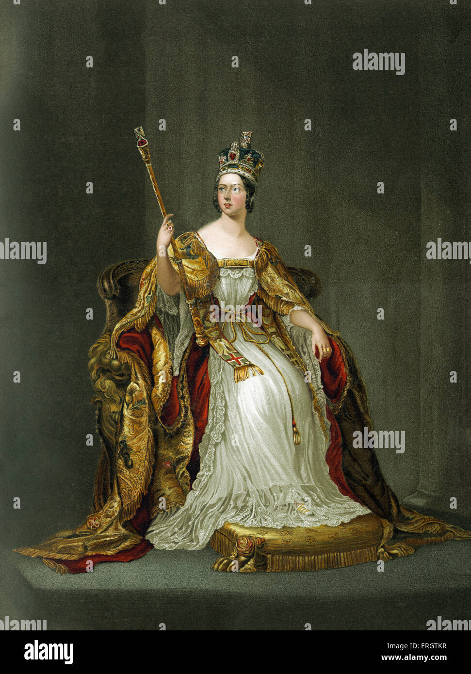 La regina Vittoria di Inghilterra - ritratto di Sua Maestà nella sua incoronazione vesti nel 1837. 24 Maggio 1819 - 22 gennaio 1901. Foto Stock