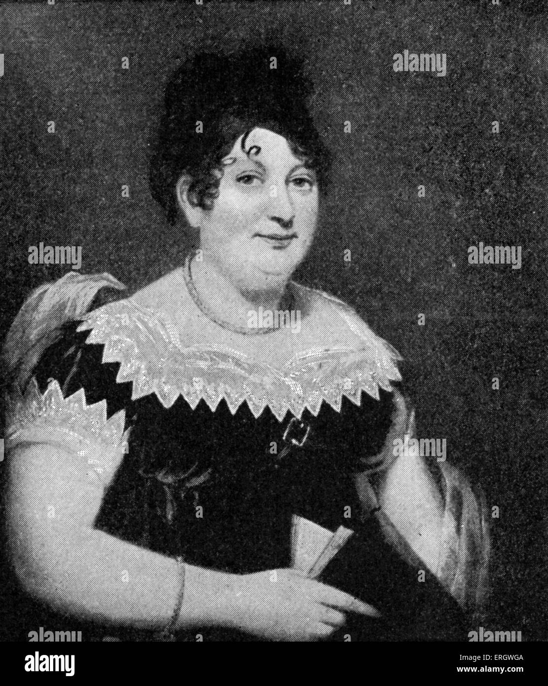 Catherine Gordon: madre di Lord Byron, erede di Gight in Aberdeenshire, Scozia, c 1765 - 1 ottobre 1811. LB: George Gordon Byron, sesto Barone Byron. Poeta britannico, 22 Gennaio 1788 - 19 aprile 1824. Dopo un ritratto da Thomas Stewardson. Foto Stock