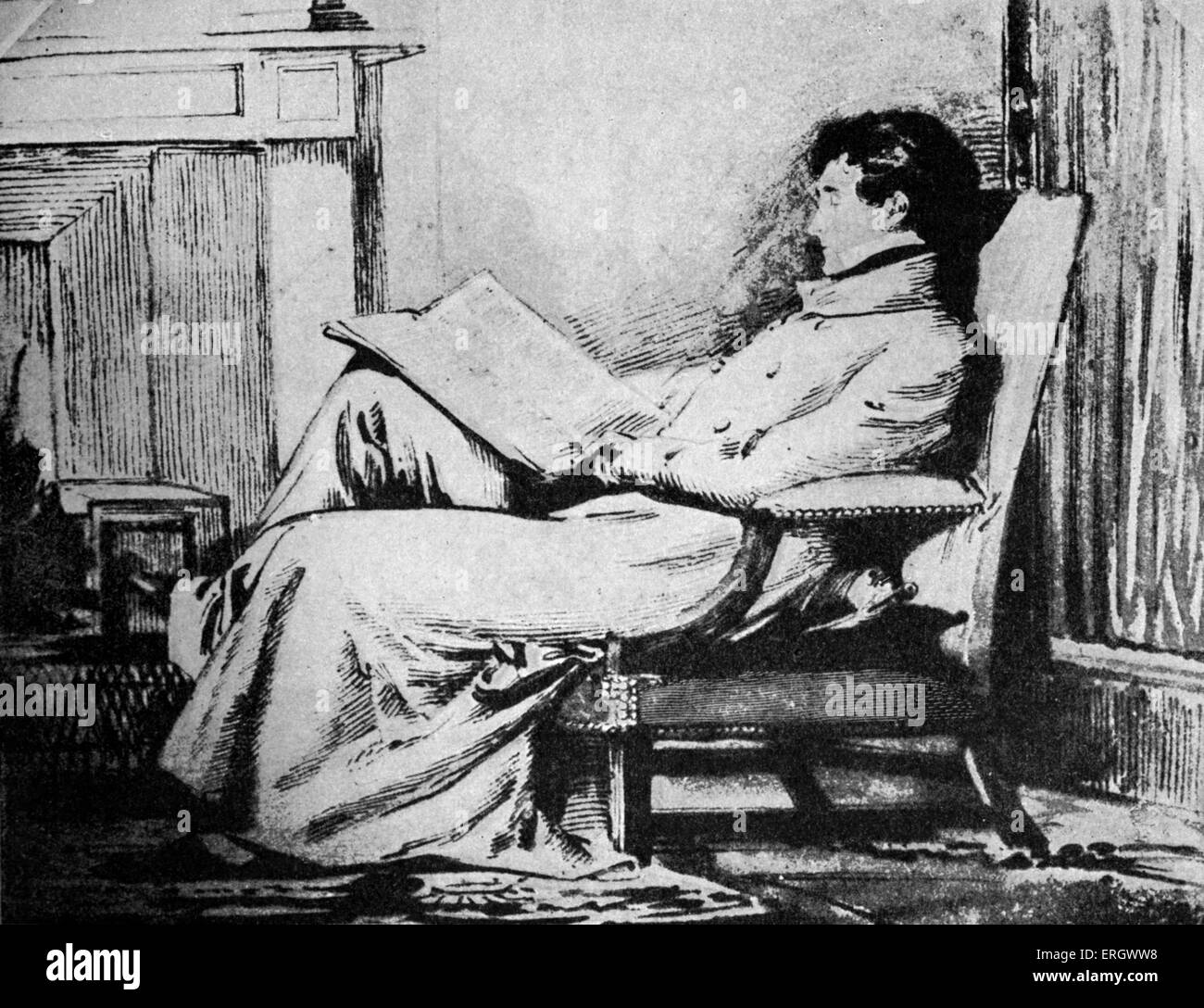 John Gibson Lockhart: scrittore scozzese e editor, 14 Luglio 1794 - 25 novembre 1854. Da un disegno di Daniel Maclise. Foto Stock