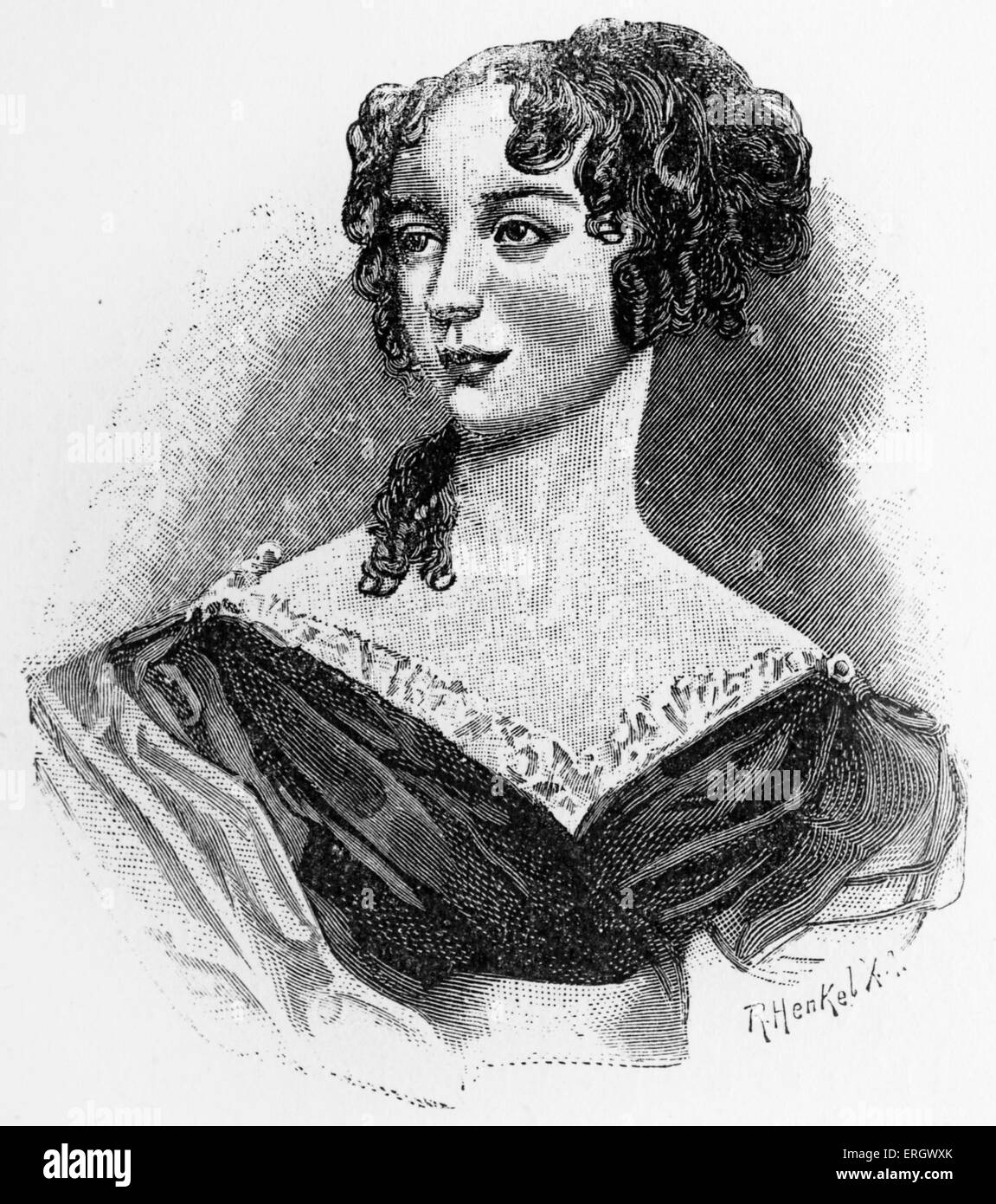 Jane Welsh Carlyle: Moglie di Thomas Carlyle: 1801-1866. TC: Scottish historian e saggista, 1795-1881. Dopo una miniatura da K Foto Stock