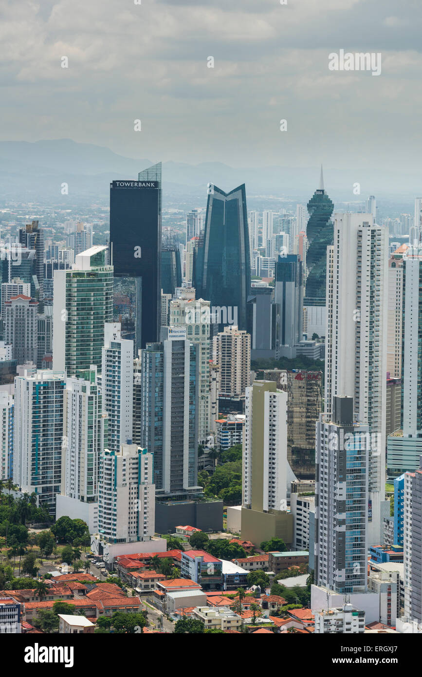 Ripresa aerea della città di Panama skyline Foto Stock