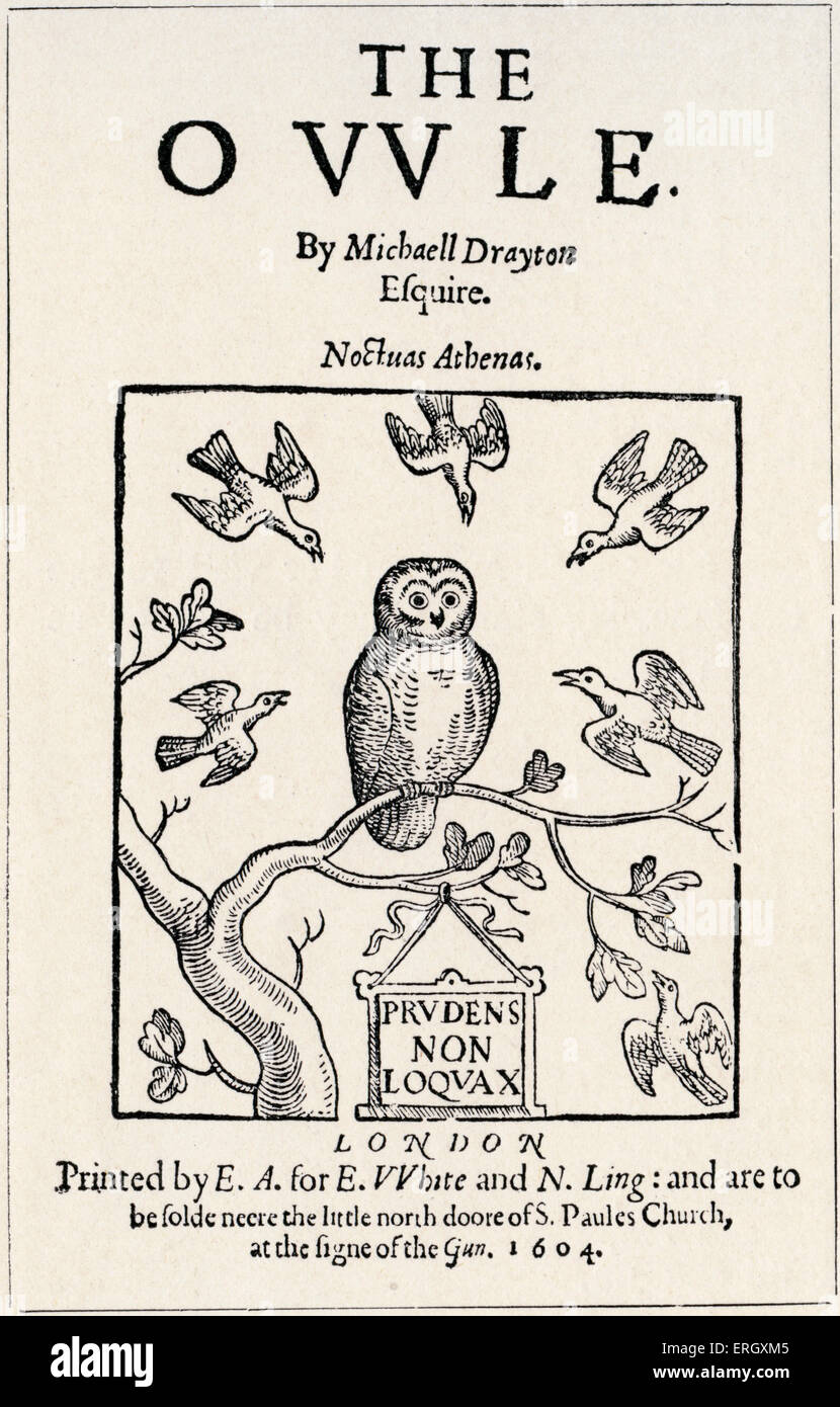 "Owle' da Michael Drayton. Pagina del titolo 1604. MD: poeta inglese, 1563 - 23 dicembre 1631. Foto Stock