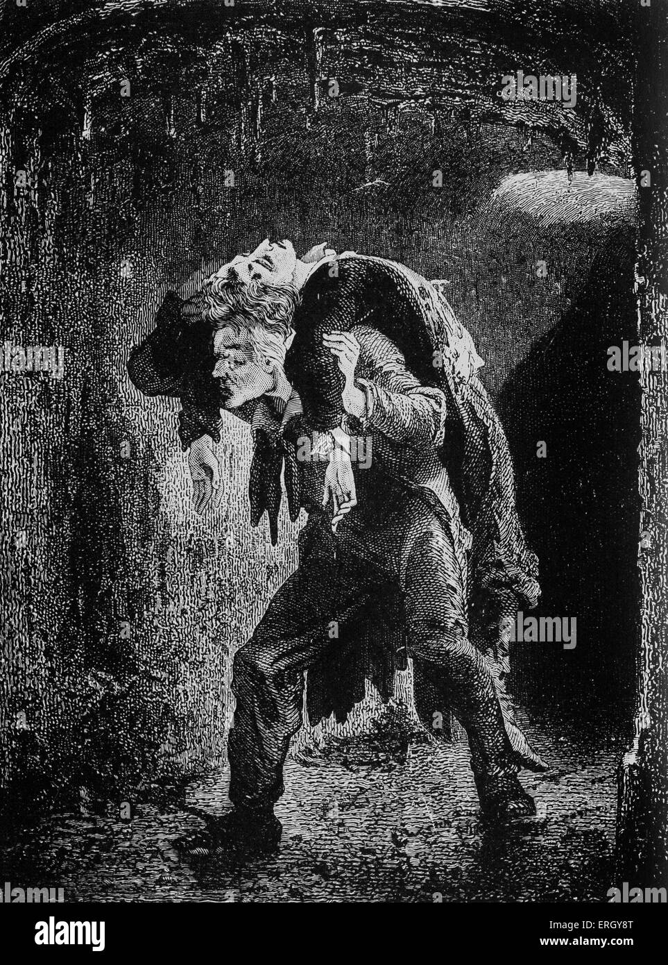 Les Miserables di Victor Hugo. Pubblicato per la prima volta 1862. Illustrazione originale da Emile Bayard. La didascalia recita: Jean Valjean. (Da Foto Stock