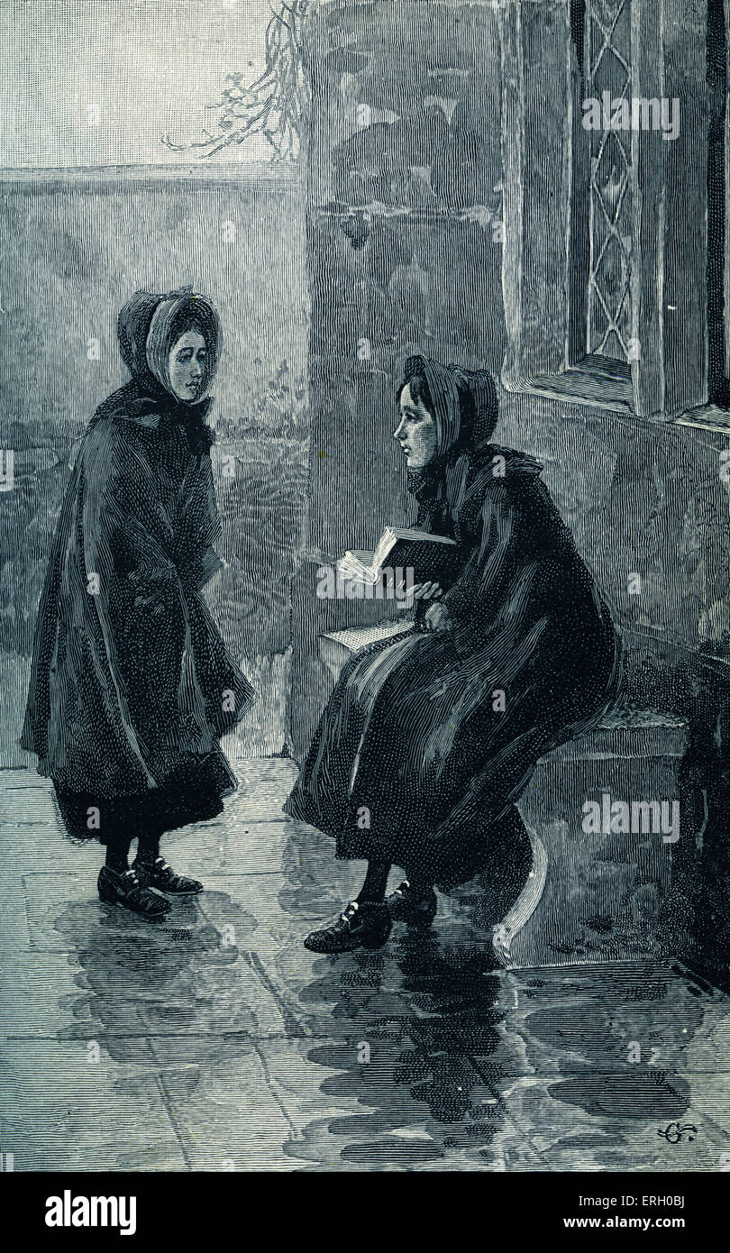 Jane Eyre di Charlotte Brontë. La didascalia recita: "è il tuo libro interessante ?" (Jane Eyre incontra Helen ustioni). Charlotte Brontë, Foto Stock