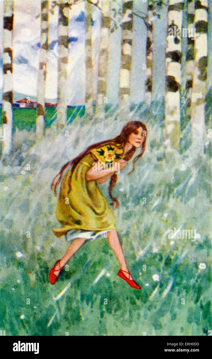 Hans Christian Andersen fiaba, il Red Shoes. La didascalia recita: 'Dance ha fatto ballare e lei deve." (Karen nel bosco). Foto Stock