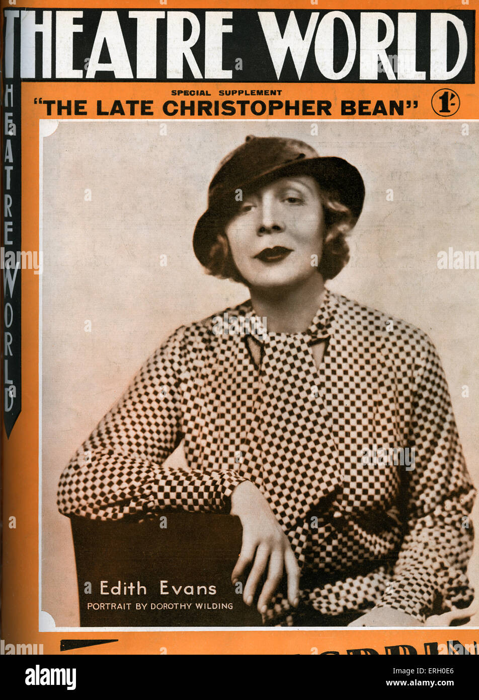 Edith Evans sul coperchio del mondo teatrale, luglio 1933. Supplemento speciale per " Il tardivo Christopher Bean' da René Fauchois, Foto Stock