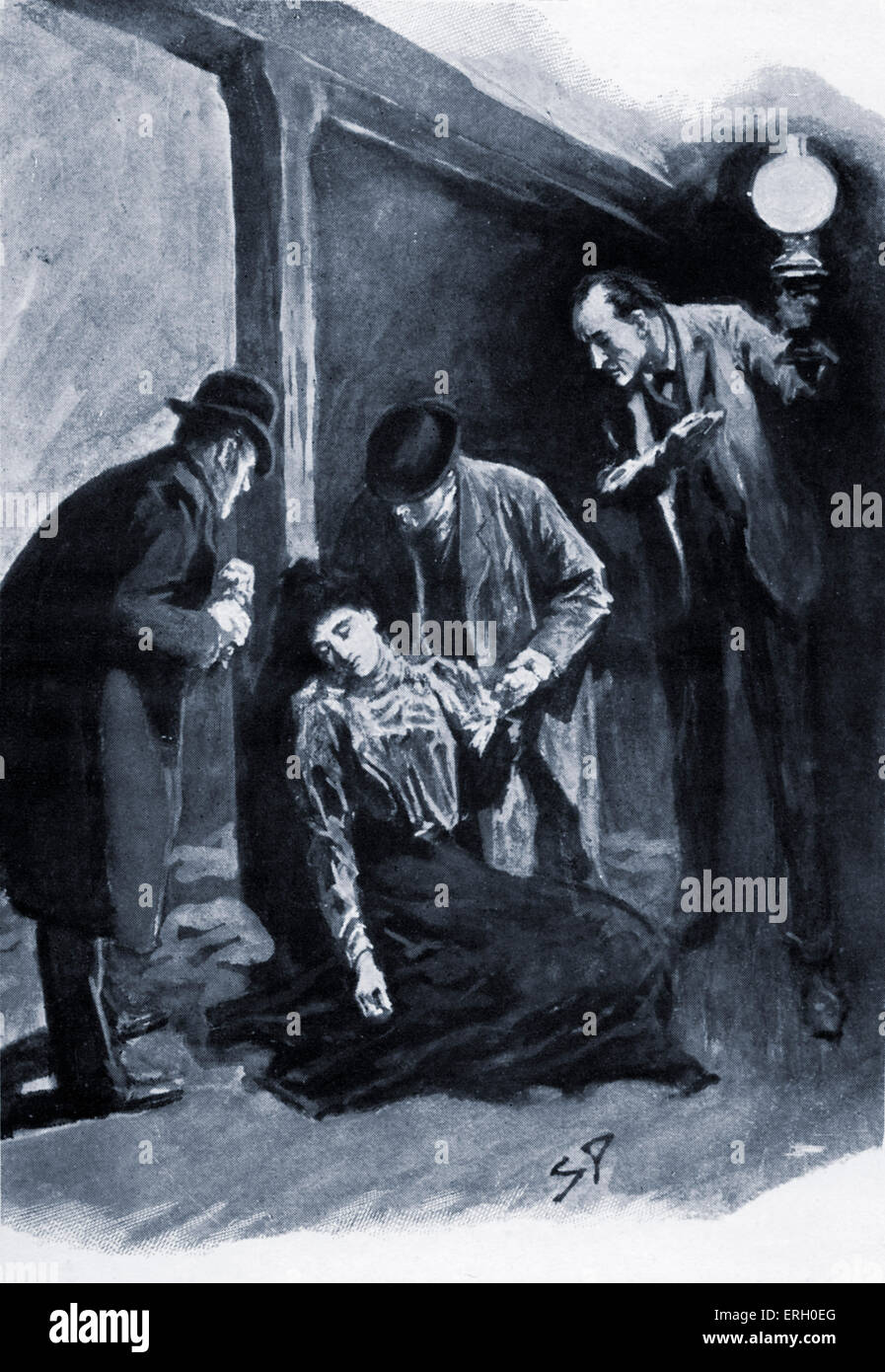 Il Segugio del Baskervilles, un'altra avventura di Sherlock Holmes da A. Conan Doyle. La didascalia recita: "rs Stapleton affondò su Foto Stock