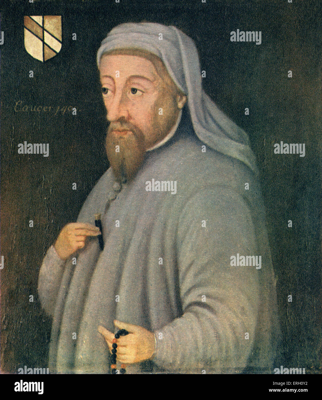 Geoffrey Chaucer ritratto. Autore inglese, poeta e filosofo: c 1343 - 25 ottobre 1400.( biblioteca Bodleian Library). Foto Stock