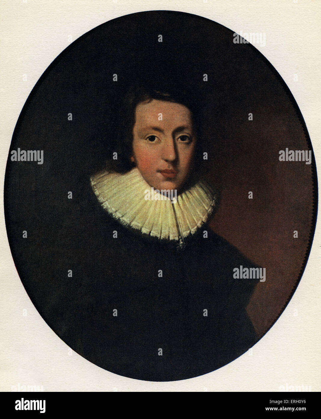 John Milton ritratto. Ritratto di Van der Gucht. Poeta inglese, 9 Dicembre 1608 - 8 novembre 1674. Foto Stock