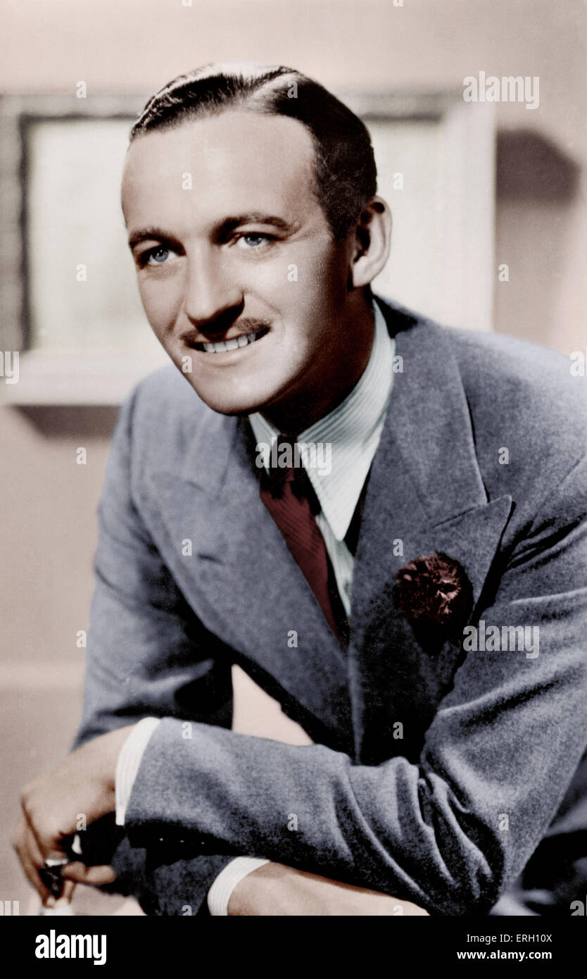 David Niven - ritratto. Attore inglese, 1 marzo 1910 - 29 Luglio 1983 - foto: United Artists. Versione Colorised. Foto Stock