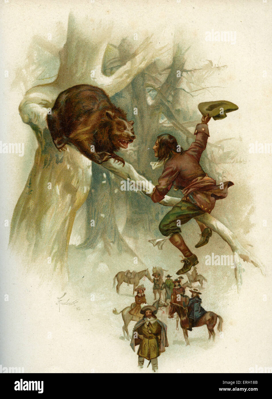 La vita e le avventure di Robinson Crusoe di Daniel Defoe. Didascalia: così ha cominciato a saltare e scuotendo la fronda, in cui l'orso Foto Stock