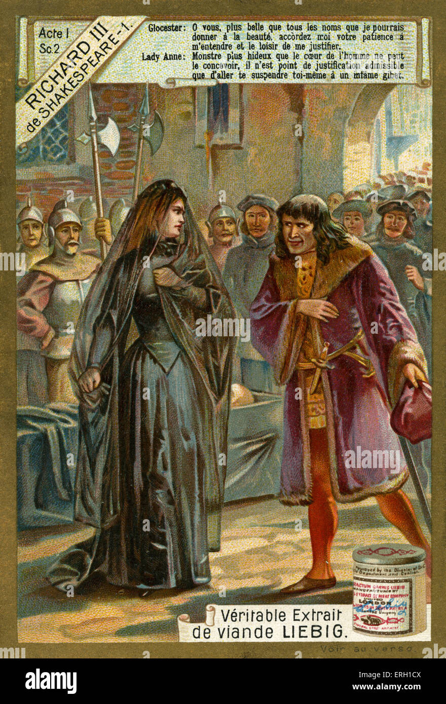Richard III di William Shakespeare. Atto I. Scena 2 Lady Anne e Richard, duca di Gloucester: la vedova del re Enrico IV Foto Stock