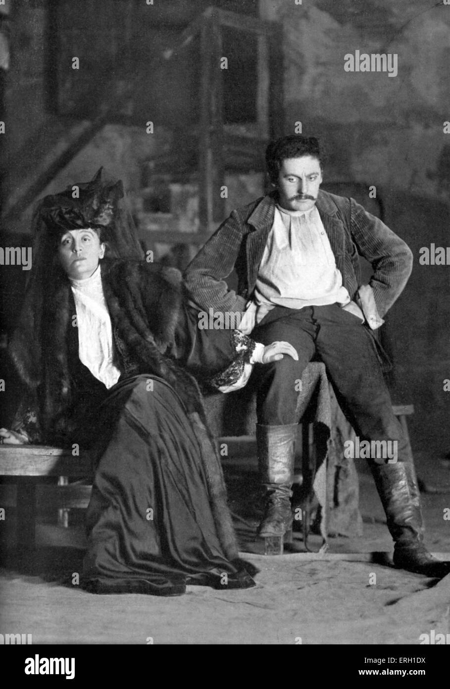 Eleanora Duse e M.J. Marey in profondità inferiore / Les bas-fonds da Maxim Gorky, giocare in 4 atti eseguiti 1905 in stile Liberty Foto Stock