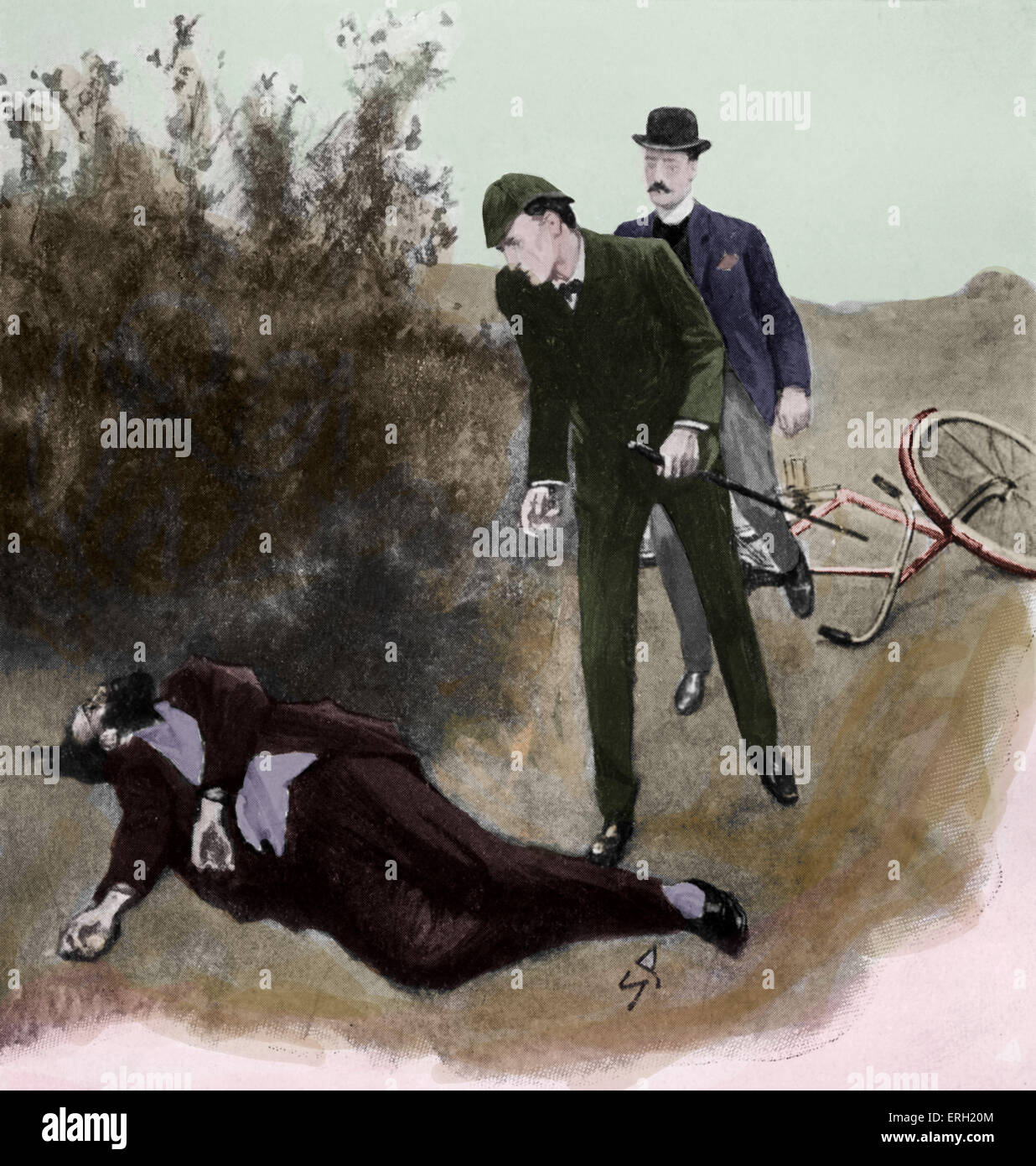 " Il ritorno di Sherlock Holmes di Sir Arthur Conan Doyle - Sherlock Holmes (indossando un cappello deerstalker) e Dr. Watson Foto Stock