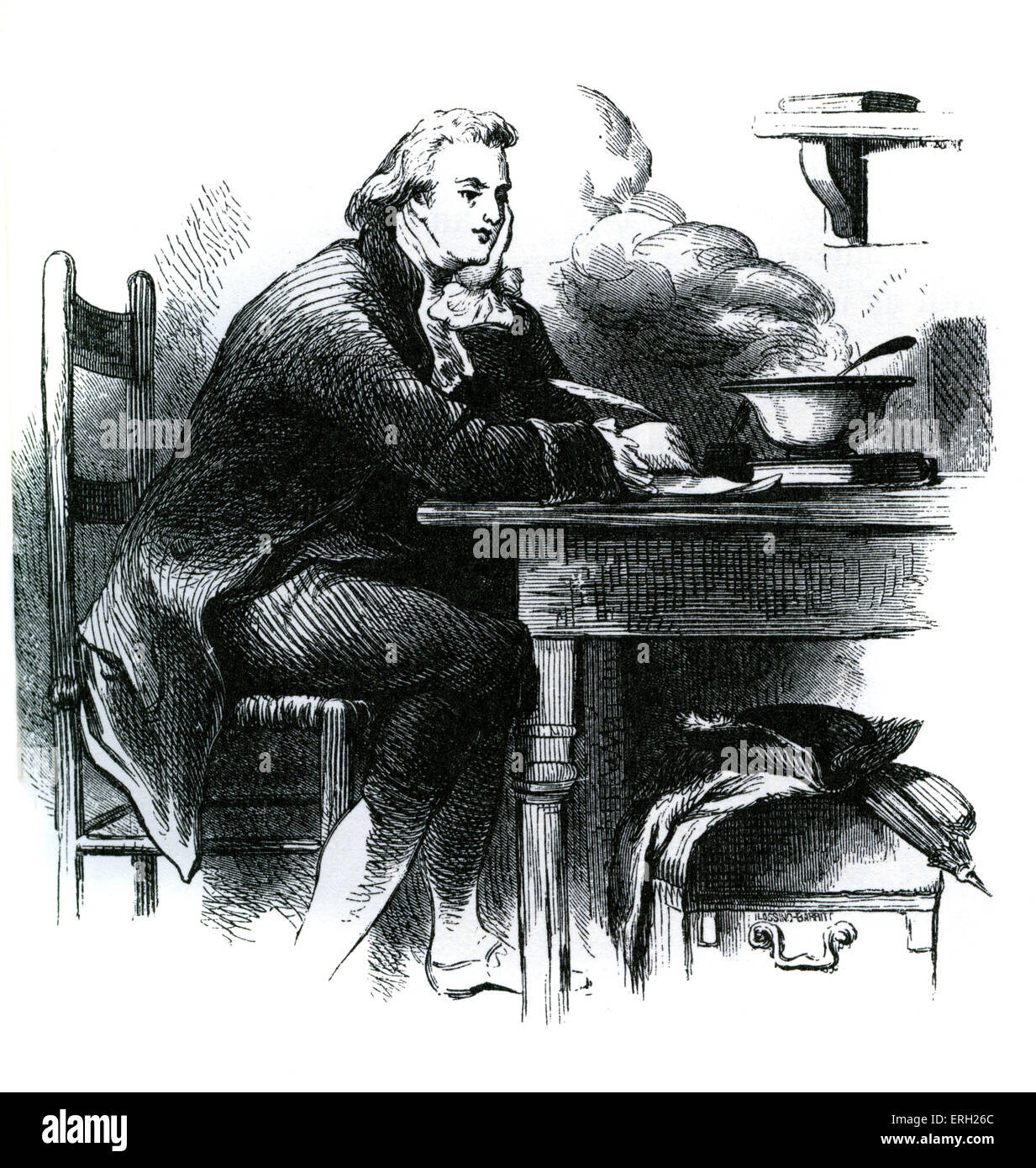 Joel Barlow iscritto il pudding affrettato in un Savoyard inn in Francia. Poeta americano e politico: 24 Marzo 1754 - 26 dicembre Foto Stock