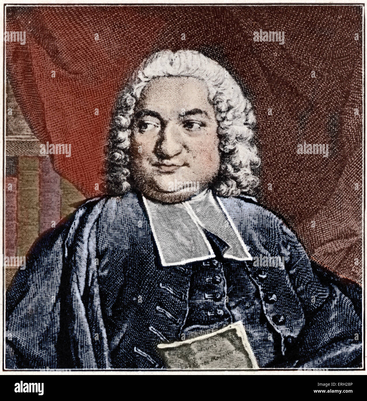 L'Abbé Desfontaines - membro del francese del XVIII secolo il clero, un grande nemico di Voltaire. Ritratto incisione di Cochin. Versione Colorised. Foto Stock