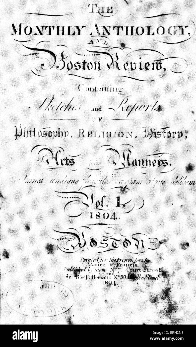 L'Antologia mensile e Boston Review, coperchio anteriore ov Volume I, 1804. Foto Stock