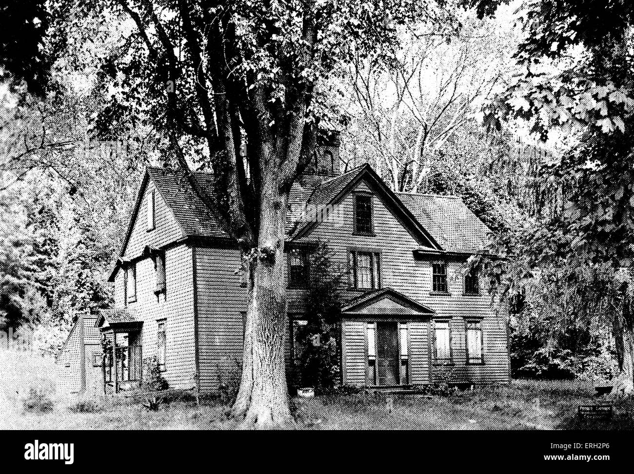 Orchard House - Scena di Louisa May Alcott 's romanzo "Piccole Donne". Romanziere americano, 29 novembre 1832 - 6 marzo 1888. Foto Stock
