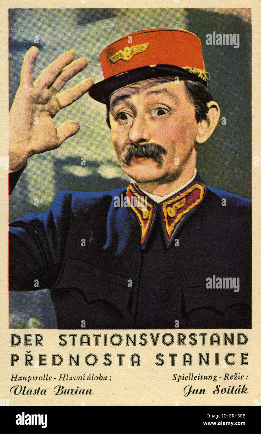 Vlasta Burian come stazione porter in "l'Sation Porter', film cecoslovacco, 1941. Diretto da Jan Sviták. VB attore ceca Foto Stock