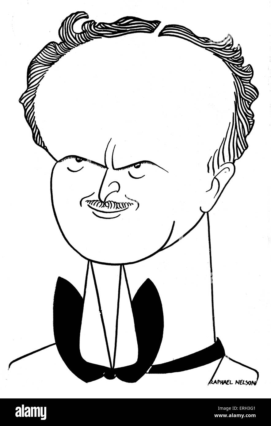 Orazio Annesley Vachell. La caricatura del romanziere inglese e drammaturgo, 1861-1955. Disegno di Raffaello Nelson (date non Foto Stock