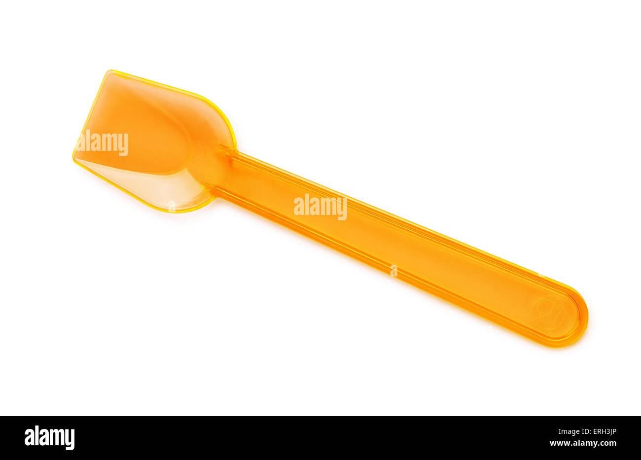 Piccolo di plastica del gelato cucchiaio isolato su bianco Foto Stock