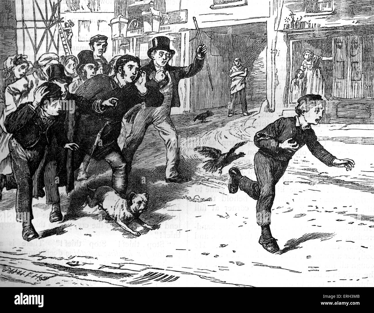 Charles Dickens ' Le avventure di Oliver Twist ', pubblicato per la prima volta 1838. Didascalia: ' arresto ladro '. Descrizione della scena: Foto Stock