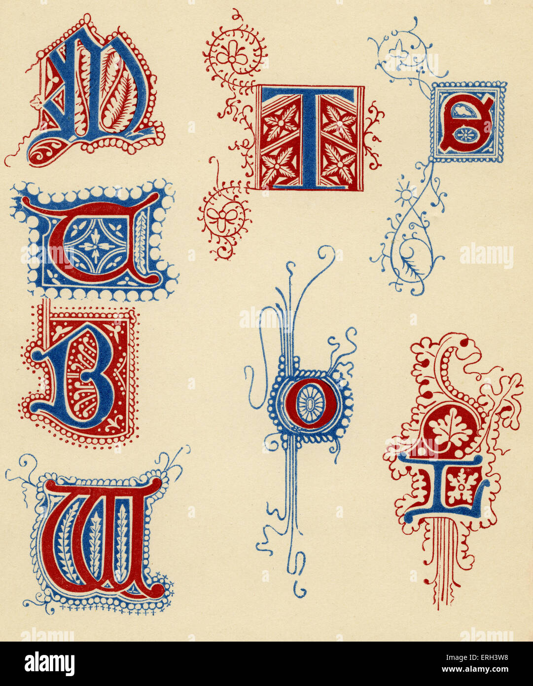 Lettere luminose. Blu e rosso. Xiv e XV secolo. (1886 fonte Foto stock -  Alamy