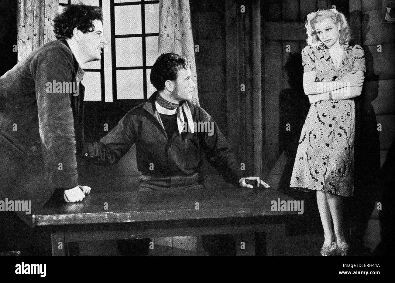 "Uomini e topi" di John Steinbeck, con John Mills, Niall MacGinnis e Claire Luce all'Apollo Theatre, Londra, luglio 1939. Foto Stock